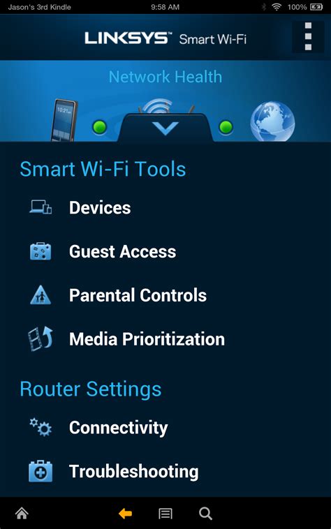 You will be taken to the node's page. . Linksys app